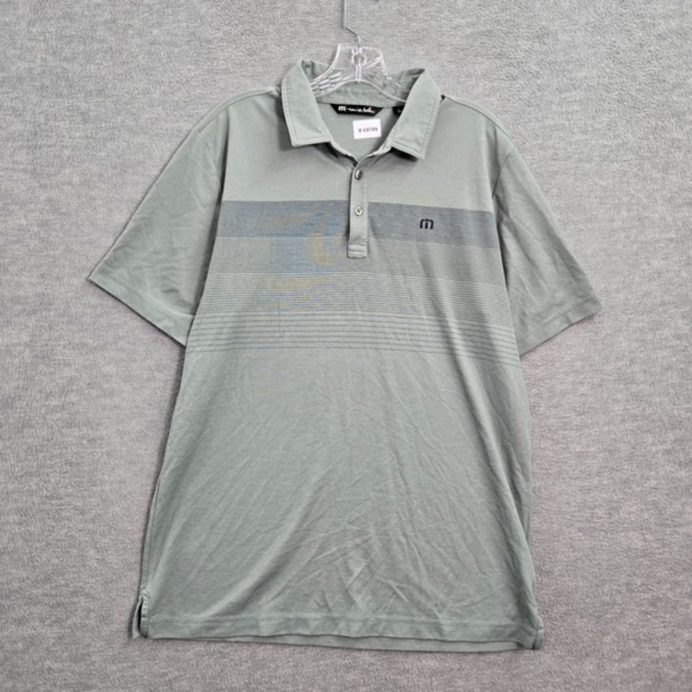Travis Mathew Men Polo Shirt Large Gray Logo Golf Pima Cotton Short Sleeve